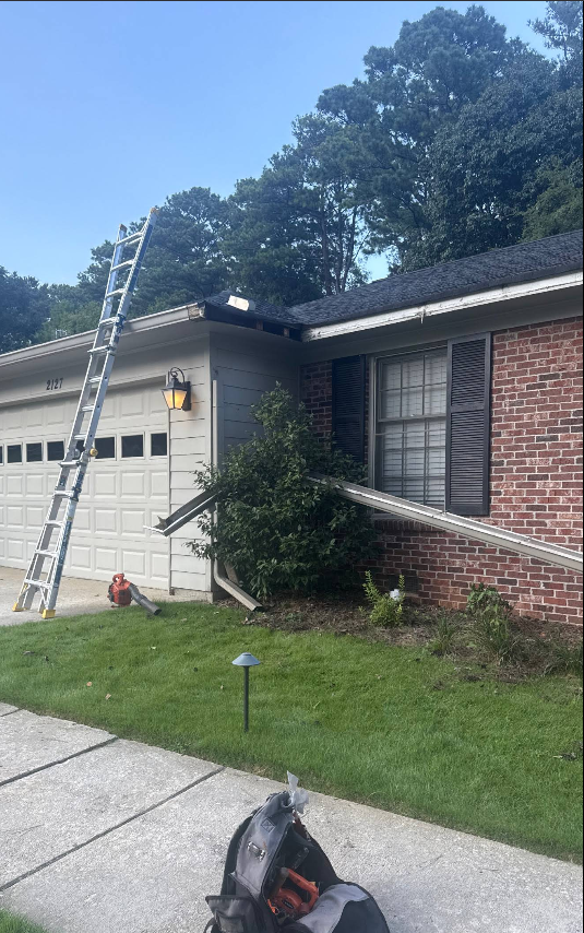 Exterior gutter service completed